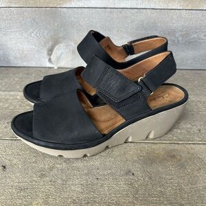 Clarks Artisan Women's Clarene Allure Wedge Sandal Black Size 8